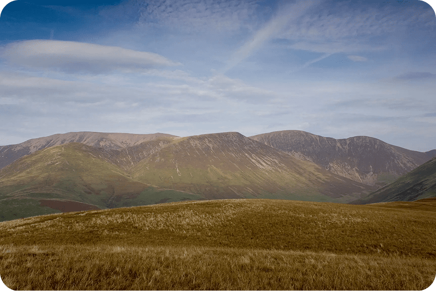 Vast landscape with grassy hills