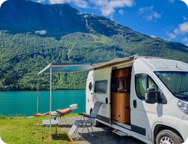 Outdoor cooking by camper van